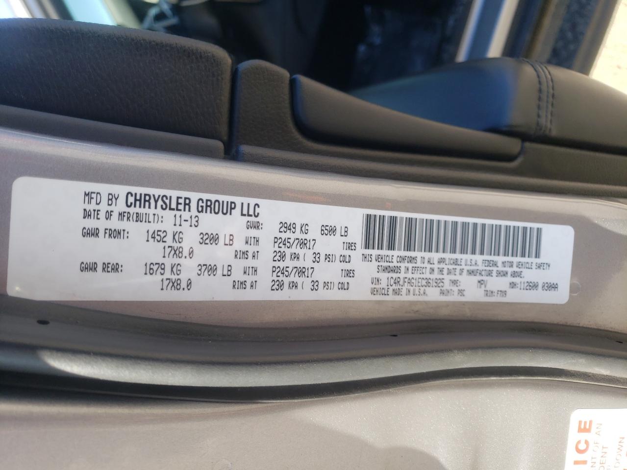 Photo 10 from auction – 2014 JEEP GRAND CHER with VIN 1C4RJFAG1EC361925