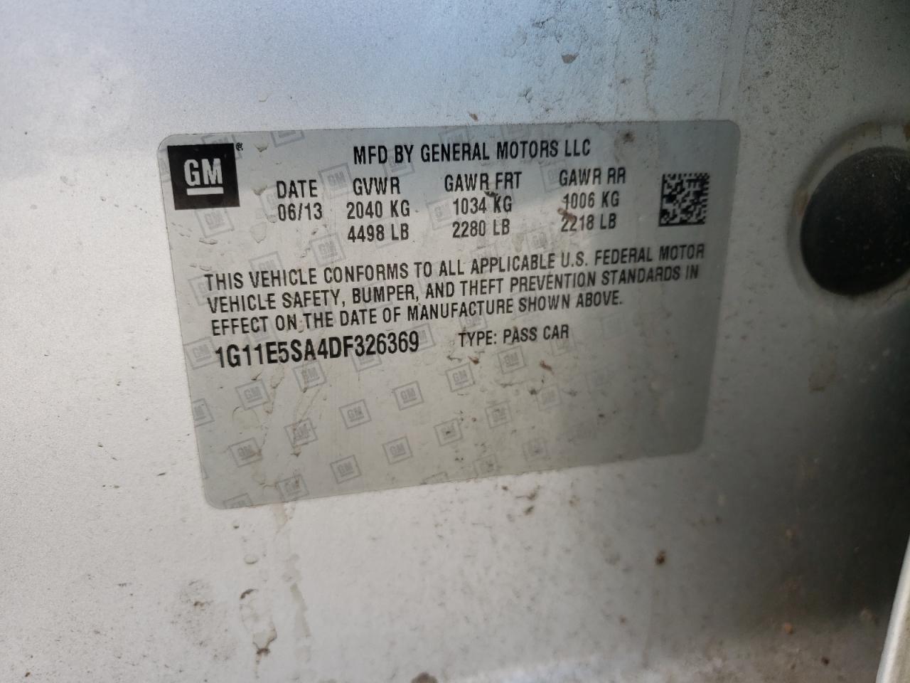 Photo 10 from auction – 2013 CHEVROLET MALIBU 2LT with VIN 1G11E5SA4DF326369
