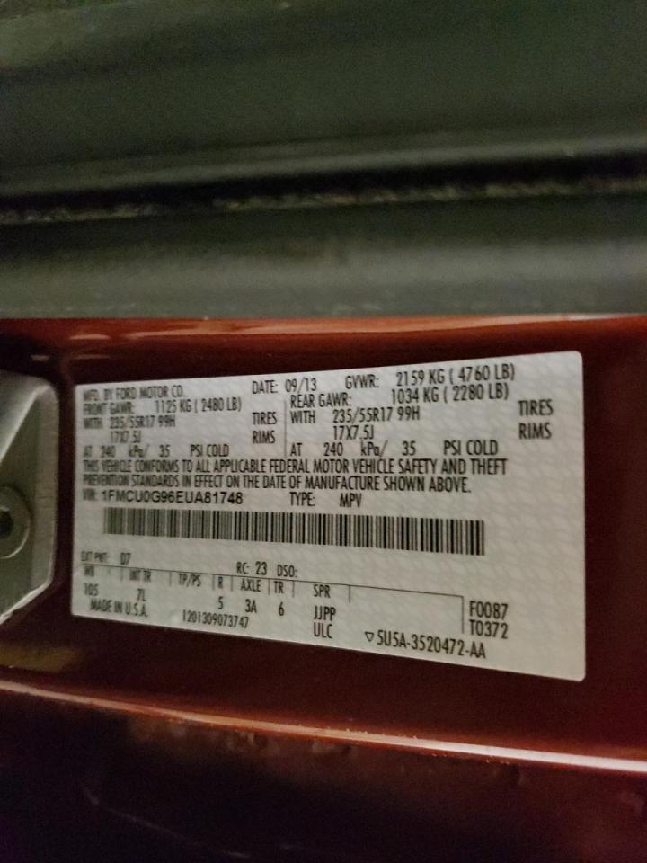 Photo 10 from auction – 2014 FORD ESCAPE SE with VIN 1FMCU0G96EUA81748