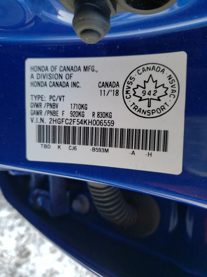 Photo 10 from auction – 2019 HONDA CIVIC LX with VIN 2HGFC2F54KH006559