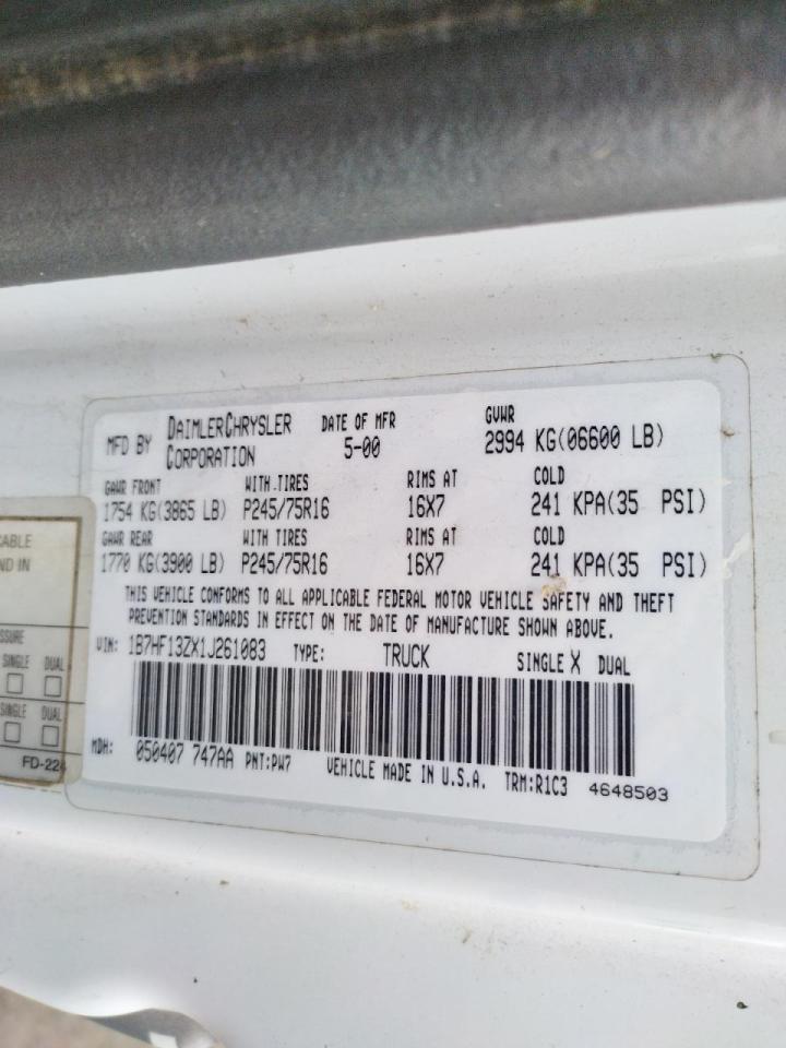 Photo 10 from auction – 2001 DODGE RAM with VIN 1B7HF13ZX1J261083