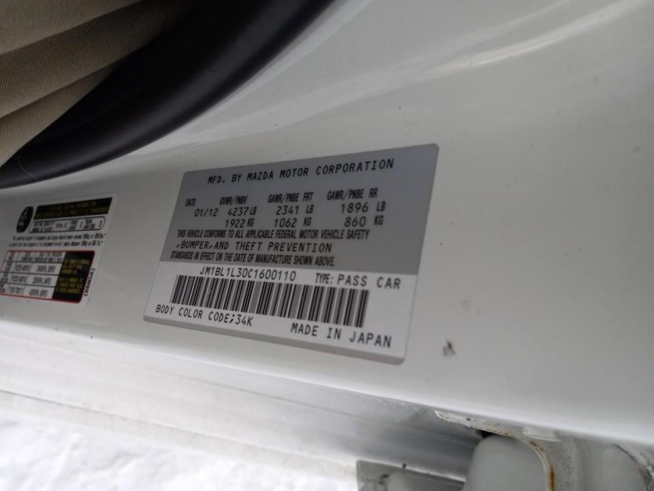 Photo 10 from auction – 2012 MAZDA SPEED 3 with VIN JM1BL1L30C1600110