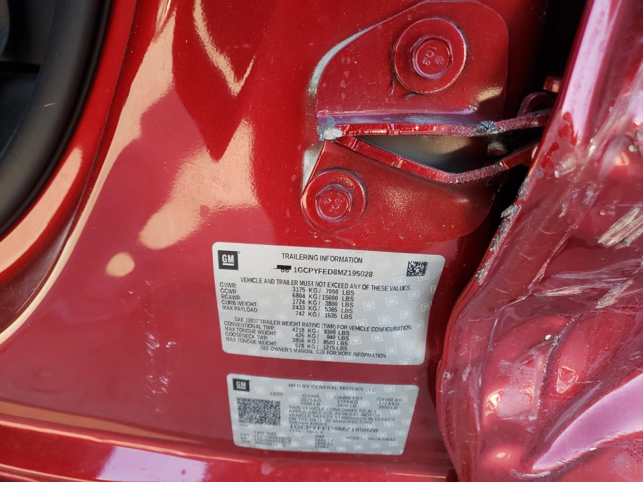 Photo 10 from auction – 2021 CHEVROLET SILVERADO with VIN 1GCPYFED8MZ195028
