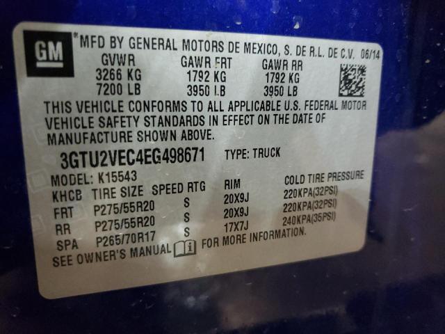 Photo 10 from auction – 2014 GMC SIERRA K15 with VIN 3GTU2VEC4EG498671