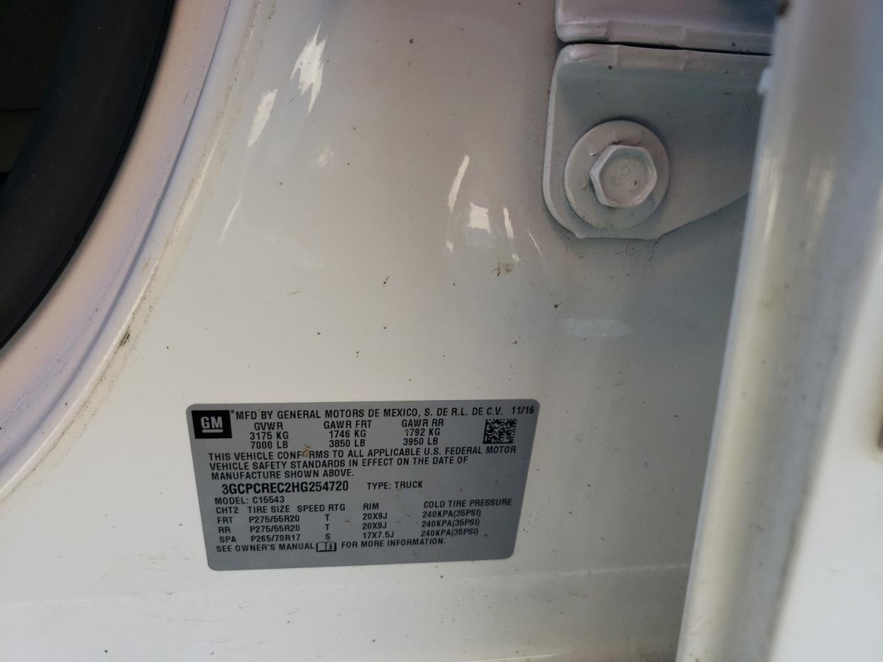 Photo 10 from auction – 2017 CHEVROLET SILVERADO with VIN 3GCPCREC2HG254720