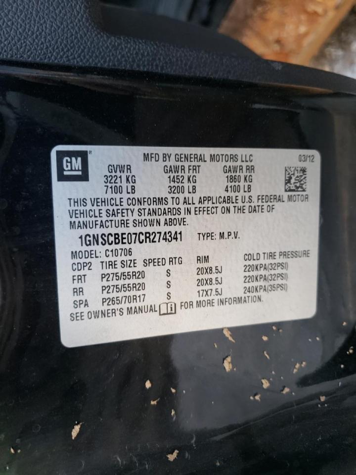 Photo 10 from auction – 2012 CHEVROLET TAHOE C150 with VIN 1GNSCBE07CR274341
