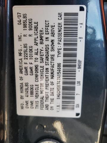 Photo 10 from auction – 2007 HONDA ACCORD EX with VIN 1HGCM56747A154686