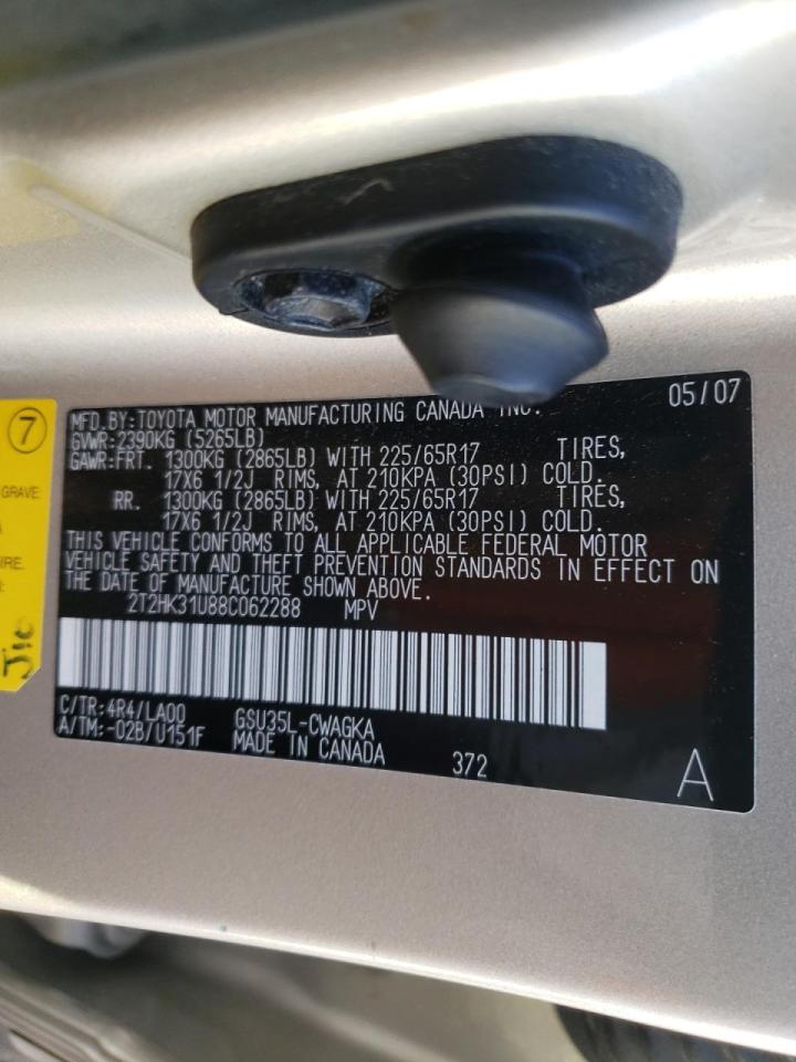 Photo 10 from auction – 2008 LEXUS RX 350 with VIN 2T2HK31U88C062288