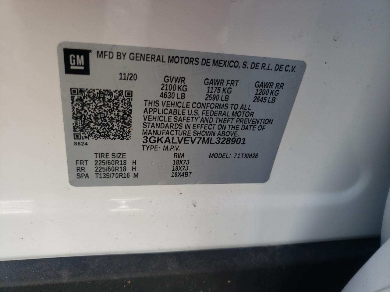 Photo 10 from auction – 2021 GMC TERRAIN SL with VIN 3GKALVEV7ML328901