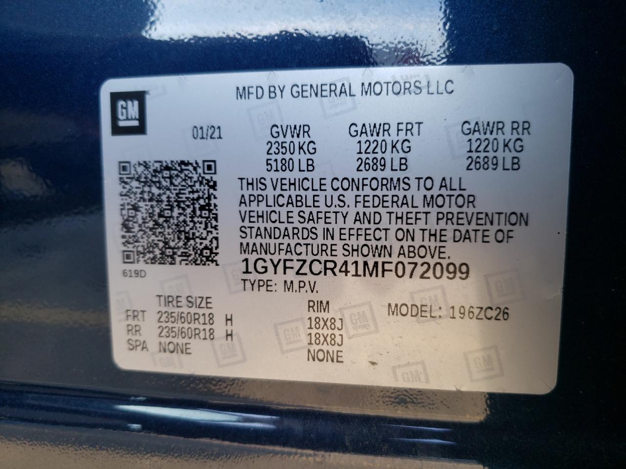 Photo 10 from auction – 2021 CADILLAC XT4 PREMIU with VIN 1GYFZCR41MF072099