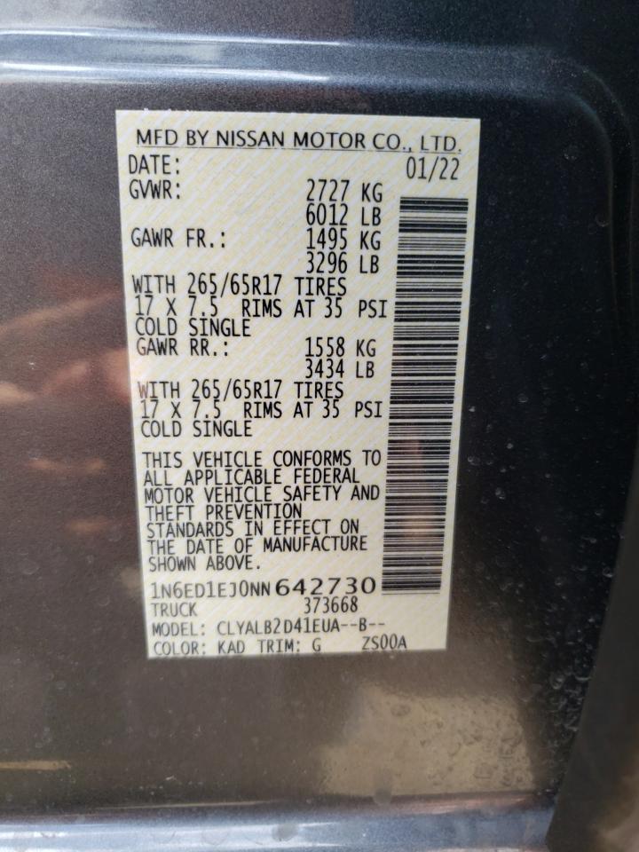 Photo 10 from auction – 2022 NISSAN FRONTIER S with VIN 1N6ED1EJ0NN642730