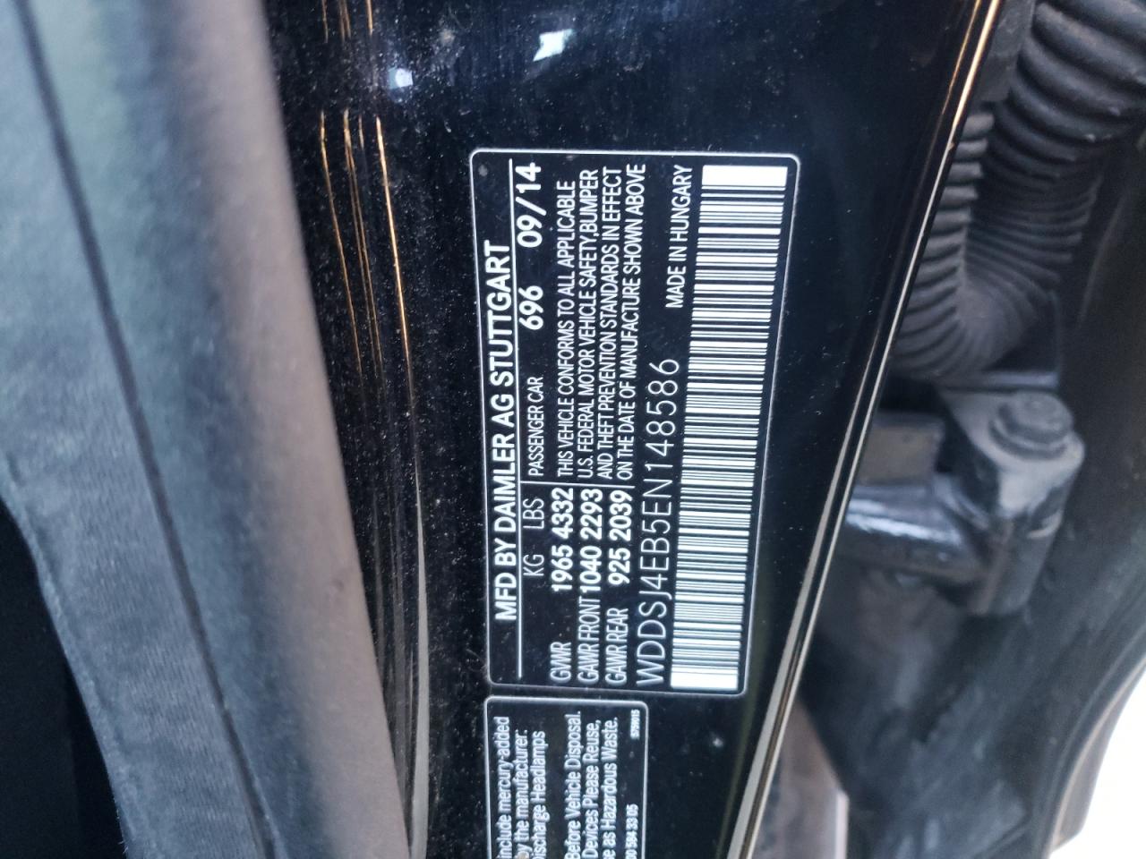 Photo 10 from auction – 2014 MERCEDES-BENZ CLA 250 with VIN WDDSJ4EB5EN148586