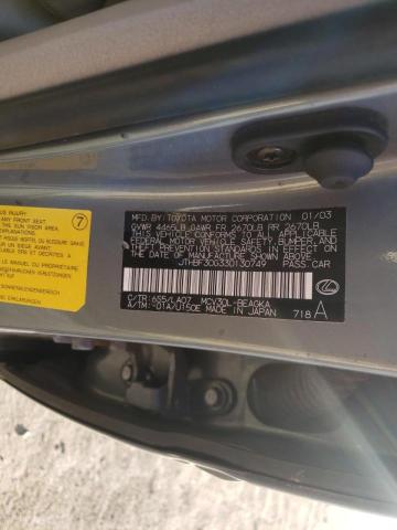 Photo 10 from auction – 2003 LEXUS ES 300 with VIN JTHBF30G330130749