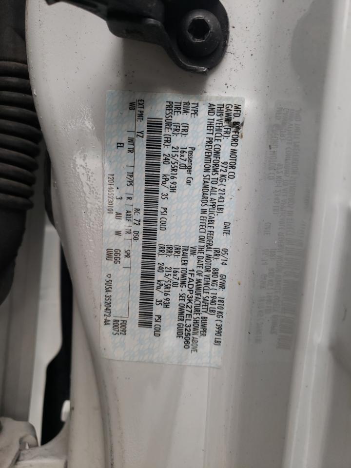 Photo 10 from auction – 2014 FORD FOCUS SE with VIN 1FADP3K27EL325060