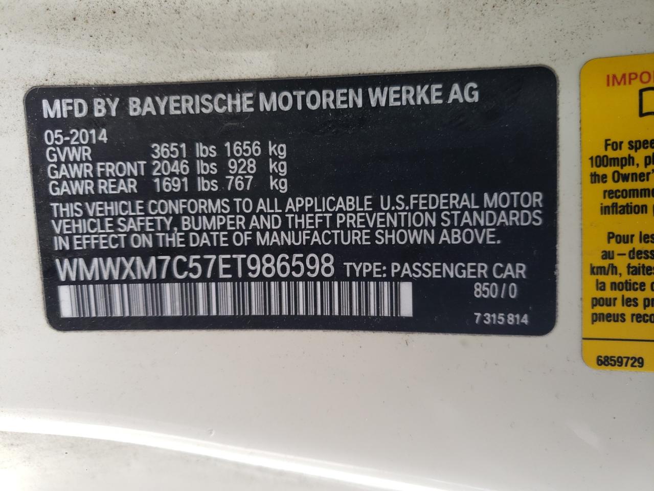 Photo 10 from auction – 2014 MINI COOPER S with VIN WMWXM7C57ET986598