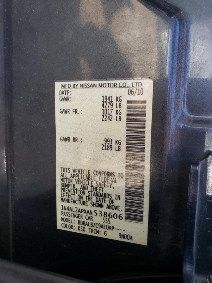 Photo 10 from auction – 2010 NISSAN ALTIMA BAS with VIN 1N4AL2APXAN538606