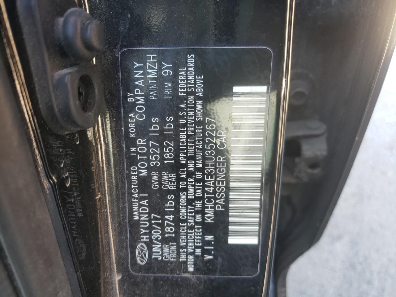 Photo 10 from auction – 2017 HYUNDAI ACCENT SE with VIN KMHCT4AE3HU352267