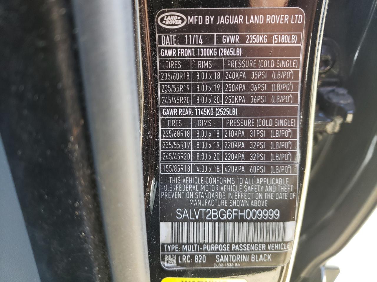 Photo 10 from auction – 2015 LAND ROVER RANGE ROVE with VIN SALVT2BG6FH009999