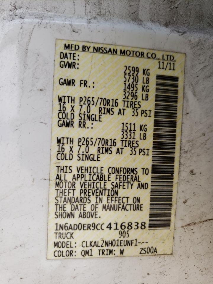 Photo 10 from auction – 2012 NISSAN FRONTIER S with VIN 1N6AD0ER9CC416838