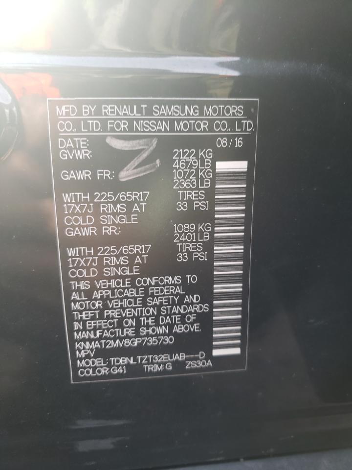 Photo 10 from auction – 2016 NISSAN ROGUE S with VIN KNMAT2MV8GP735730