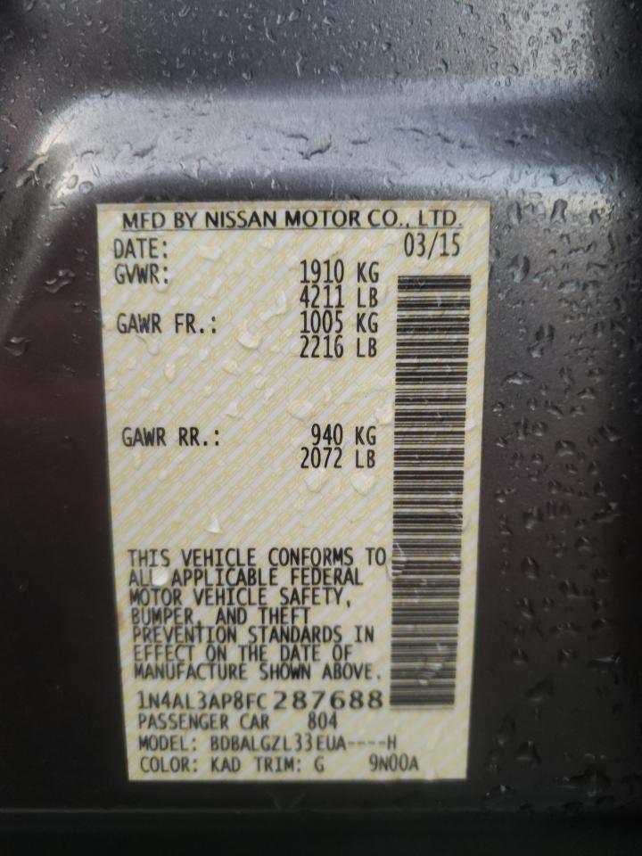 Photo 10 from auction – 2015 NISSAN ALTIMA 2.5 with VIN 1N4AL3AP8FC287688