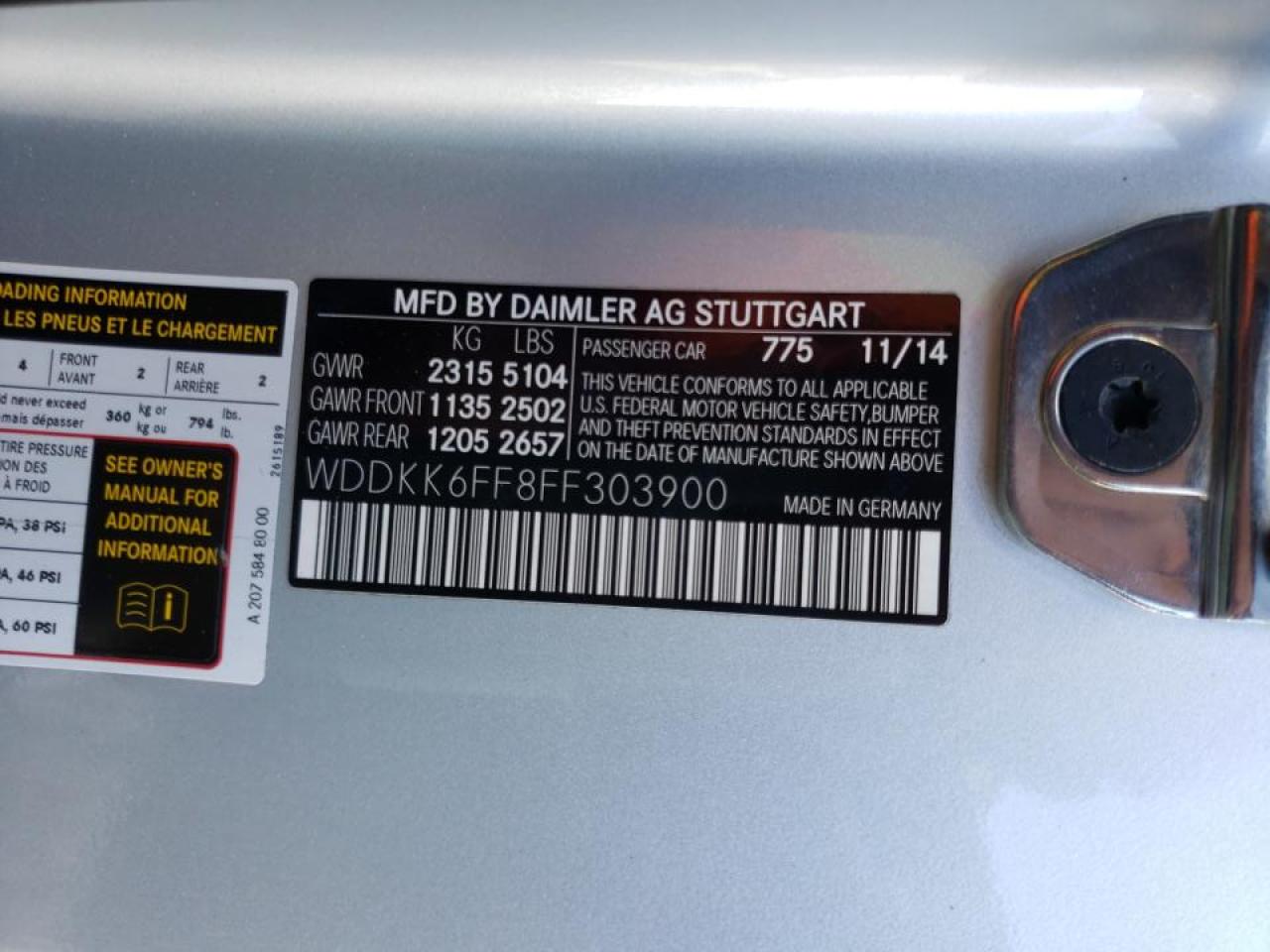 Photo 10 from auction – 2015 MERCEDES-BENZ E 400 with VIN WDDKK6FF8FF303900