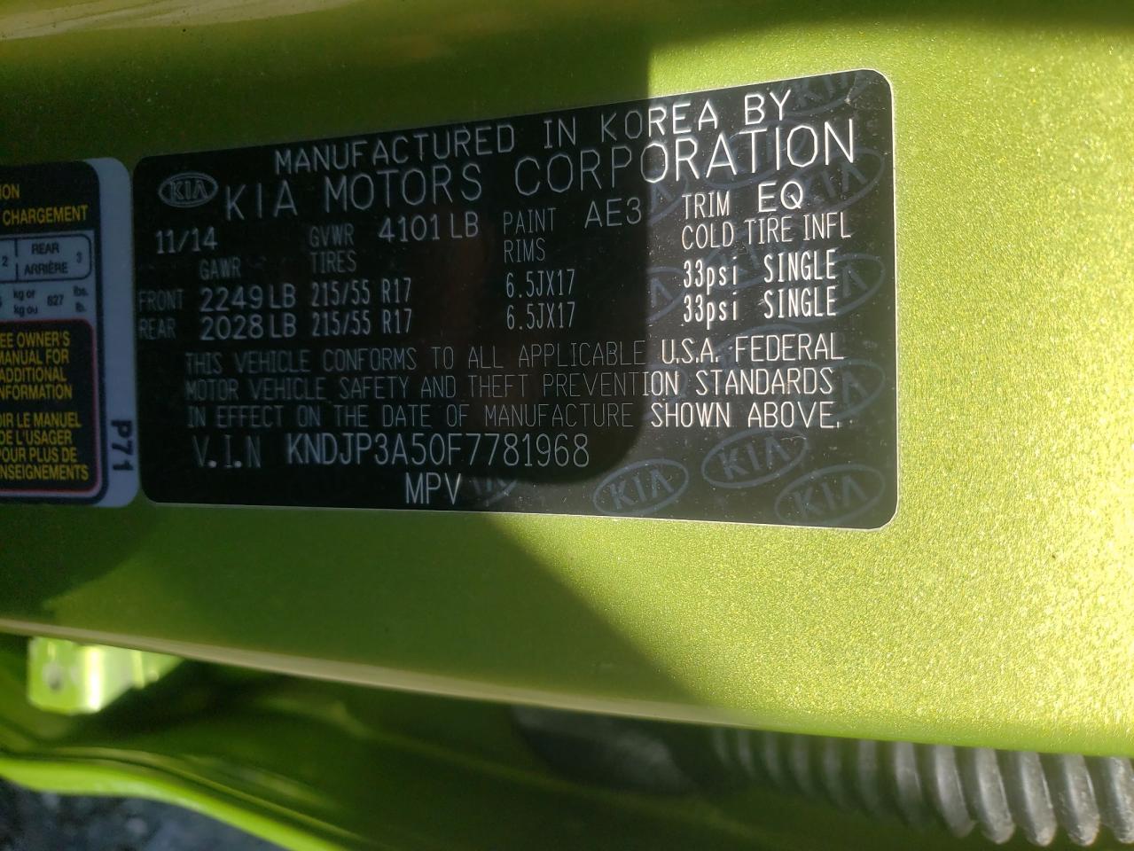 Снимка 10 от търг – 2015 KIA SOUL + с VIN KNDJP3A50F7781968