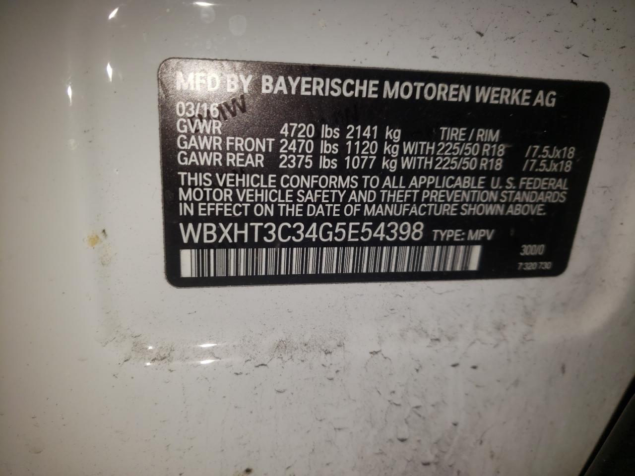 Photo 10 from auction – 2016 BMW X1 XDRIVE2 with VIN WBXHT3C34G5E54398