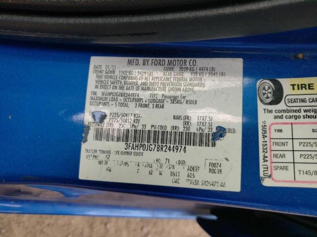 Photo 10 from auction – 2011 FORD FUSION SEL with VIN 3FAHP0JG7BR244974
