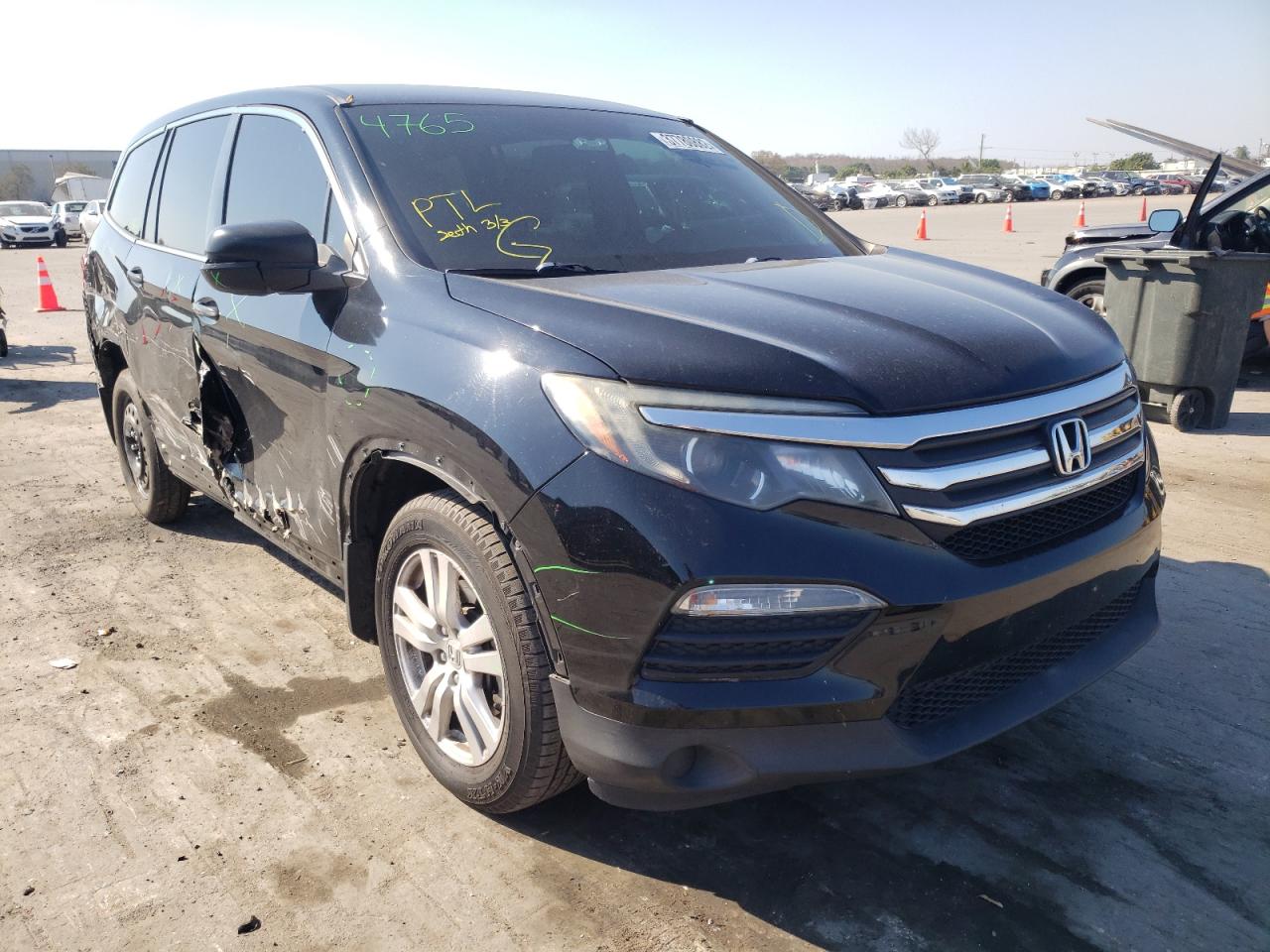 HONDA PILOT LX 2016 with VIN 5FNYF5H1XGB014415 - Photo from auction