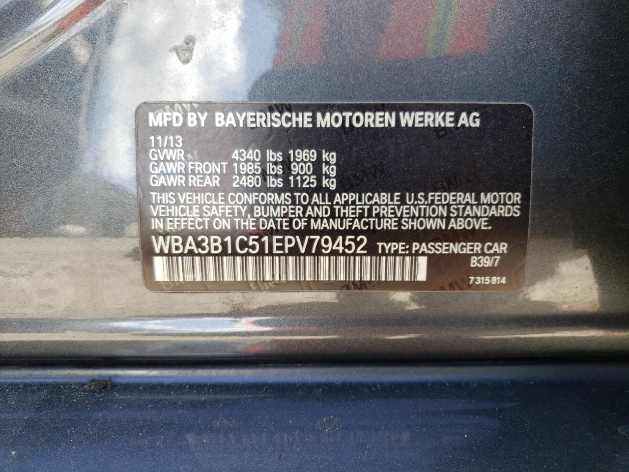 Foto 10 de la subasta – 2014 BMW 320 I con VIN WBA3B1C51EPV79452