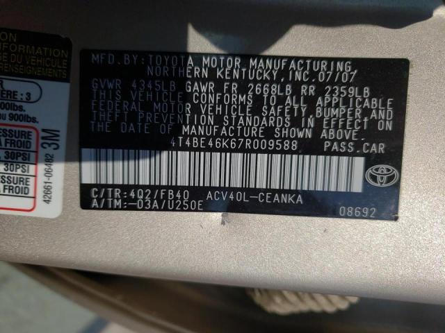 Photo 10 from auction – 2007 TOYOTA CAMRY CE with VIN 4T4BE46K67R009588