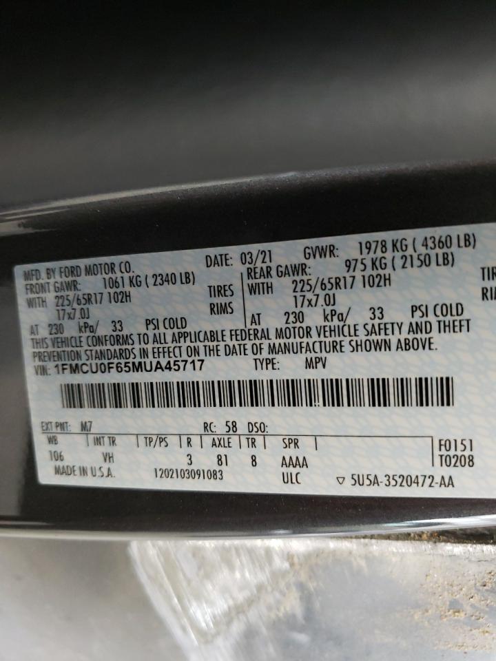 Photo 10 from auction – 2021 FORD ESCAPE S with VIN 1FMCU0F65MUA45717