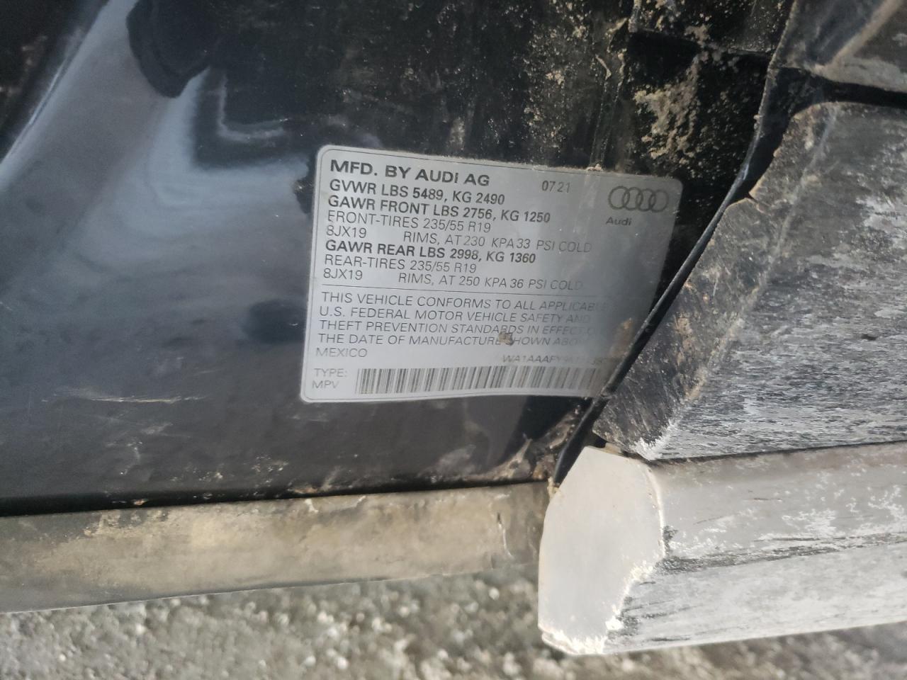 Photo 10 from auction – 2021 AUDI Q5 PREMIUM with VIN WA1AAAFY9M2138256