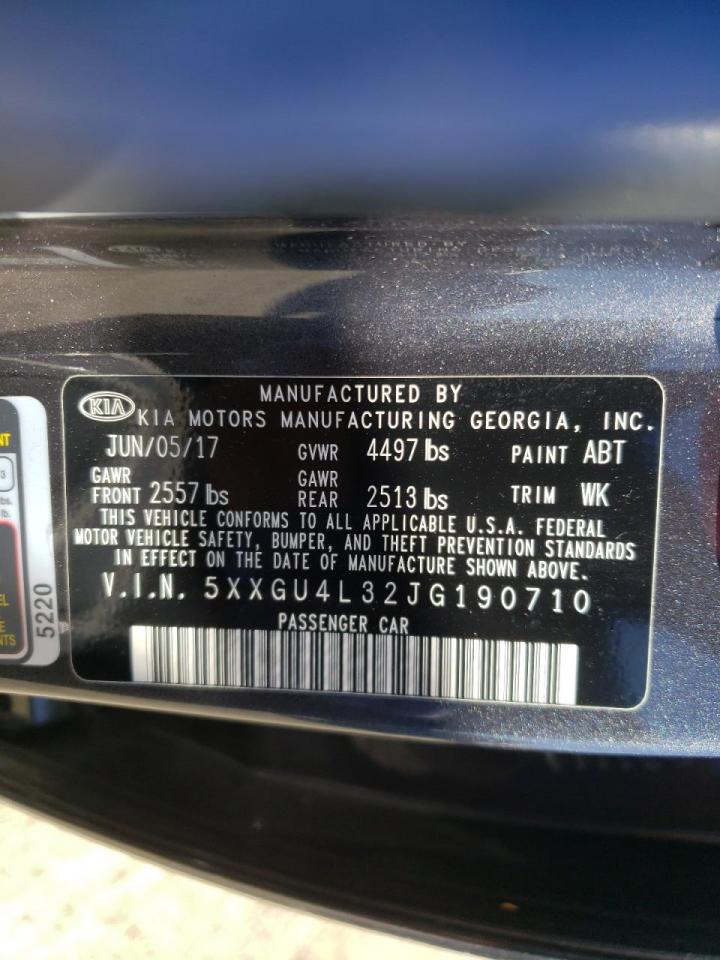 Photo 10 from auction – 2018 KIA OPTIMA EX with VIN 5XXGU4L32JG190710