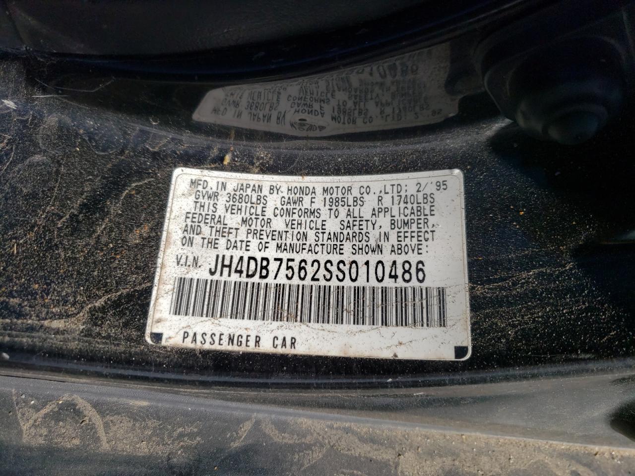 Photo 11 from auction – 1995 ACURA INTEGRA SE with VIN JH4DB7562SS010486