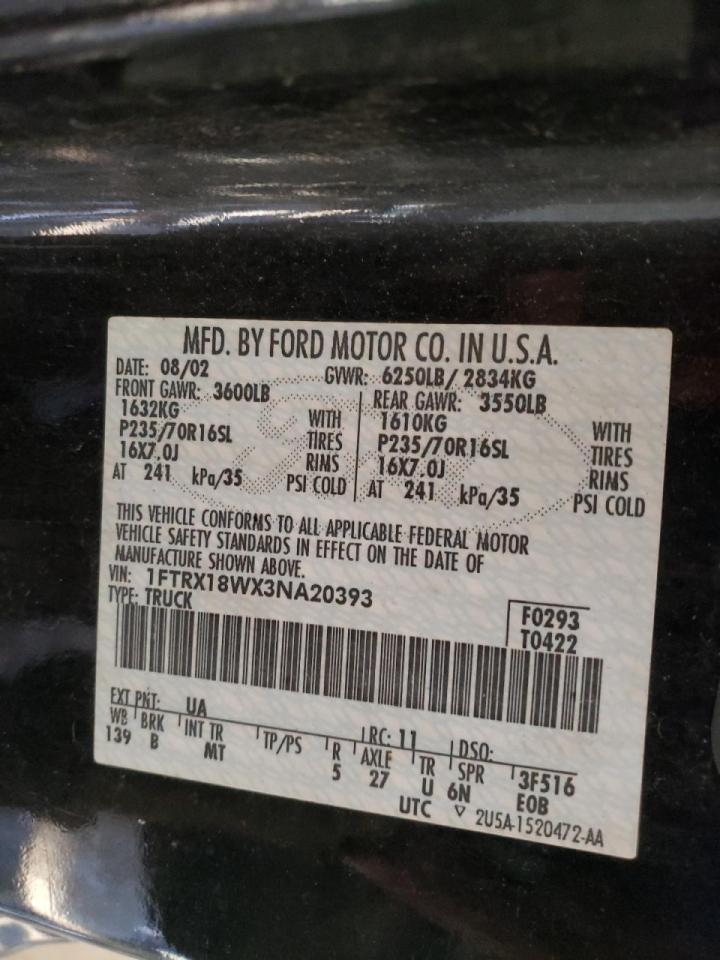 Photo 10 from auction – 2003 FORD F150 with VIN 1FTRX18WX3NA20393
