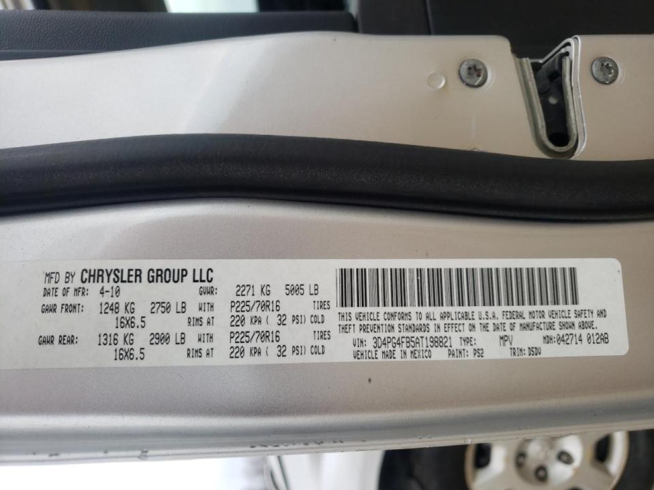 Photo 10 from auction – 2010 DODGE JOURNEY with VIN 3D4PG4FB5AT198821
