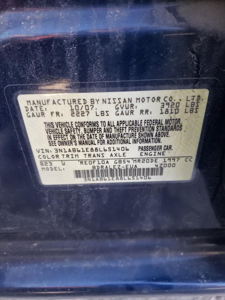 Photo 10 from auction – 2008 NISSAN SENTRA 2.0 with VIN 3N1AB61E88L651406