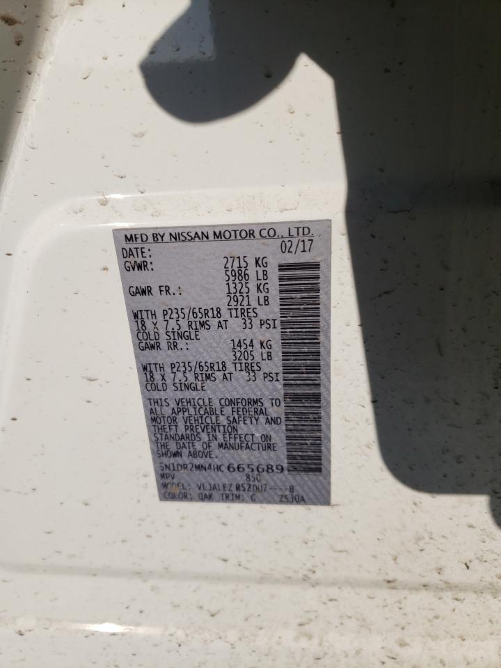 Photo 10 from auction – 2017 NISSAN PATHFINDER with VIN 5N1DR2MN4HC665689
