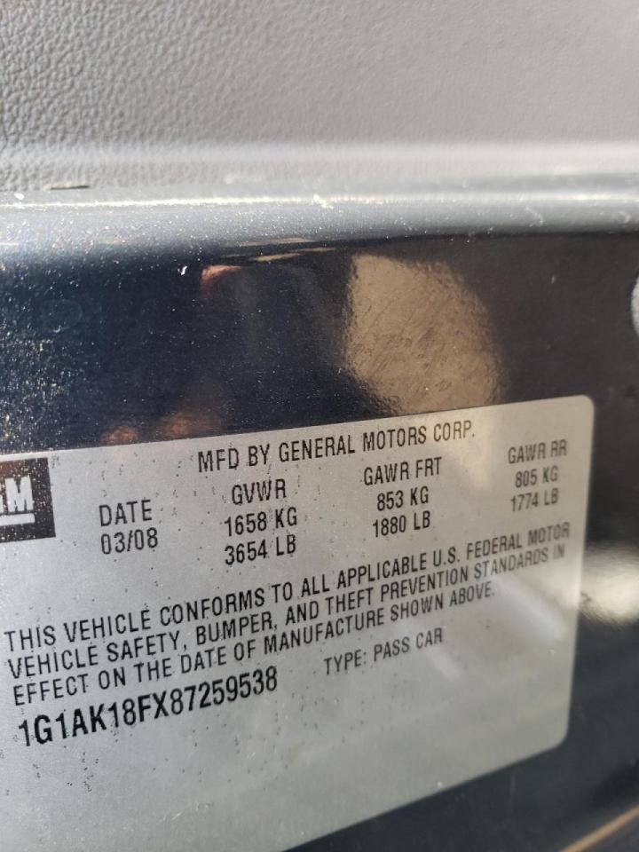 Photo 10 from auction – 2008 CHEVROLET COBALT LS with VIN 1G1AK18FX87259538