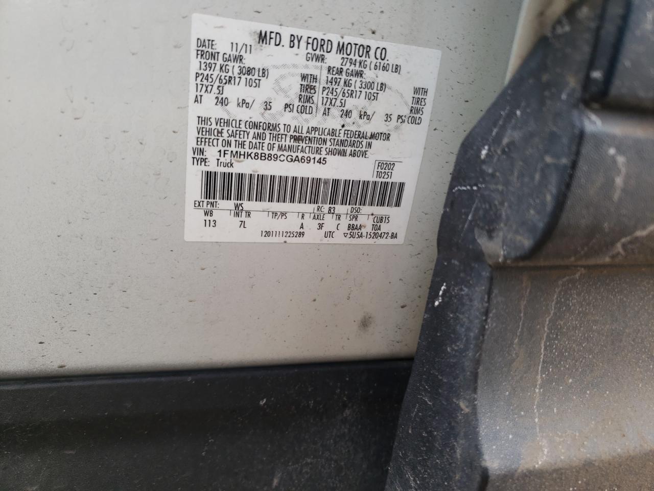 Photo 10 from auction – 2012 FORD EXPLORER with VIN 1FMHK8B89CGA69145