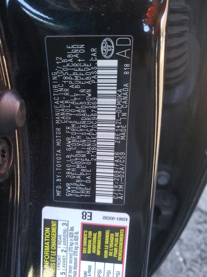 Photo 10 from auction – 2013 TOYOTA COROLLA BA with VIN 2T1BU4EE7DC967869