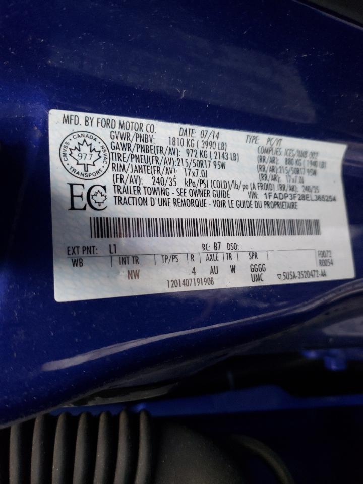 Photo 10 from auction – 2014 FORD FOCUS SE with VIN 1FADP3F28EL365254