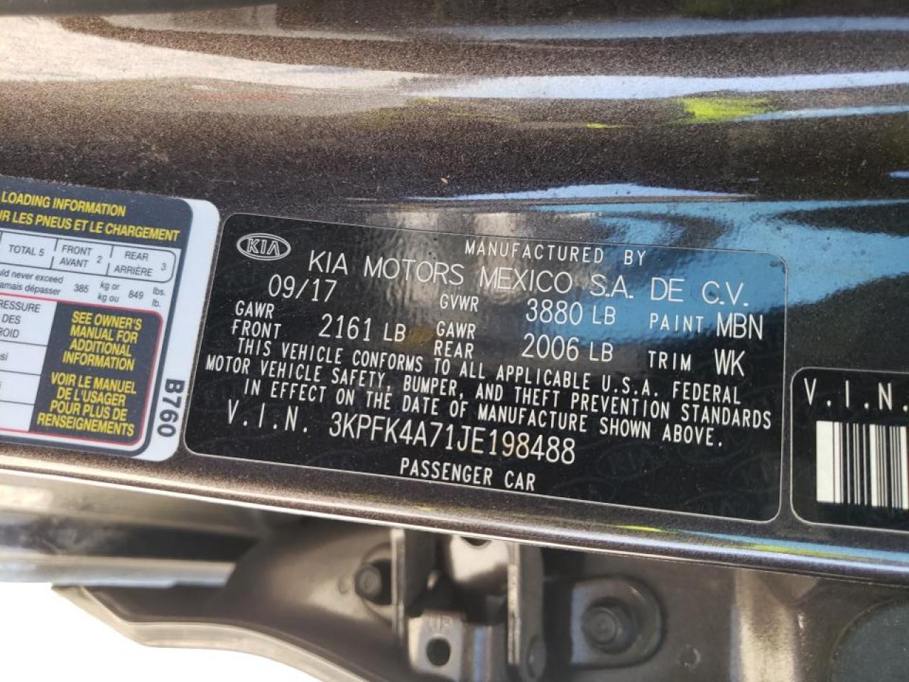 Photo 10 from auction – 2018 KIA FORTE LX with VIN 3KPFK4A71JE198488