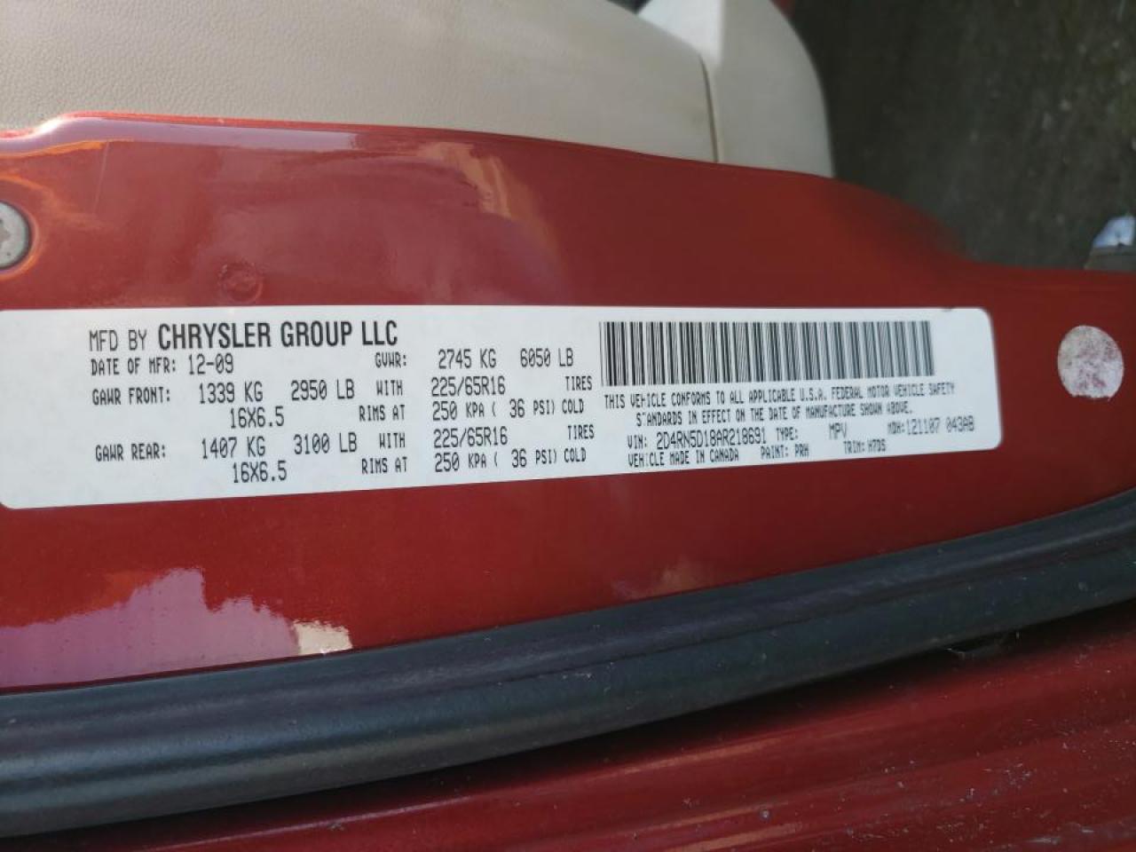 Photo 10 from auction – 2010 DODGE GRAND CARA with VIN 2D4RN5D18AR218691