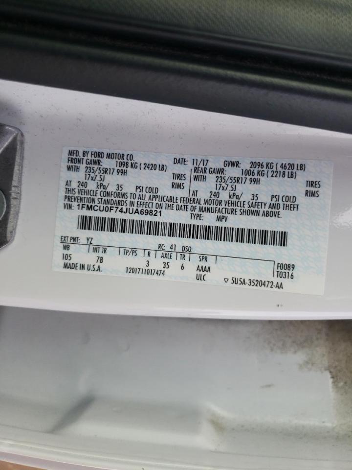 Photo 10 from auction – 2018 FORD ESCAPE S with VIN 1FMCU0F74JUA69821