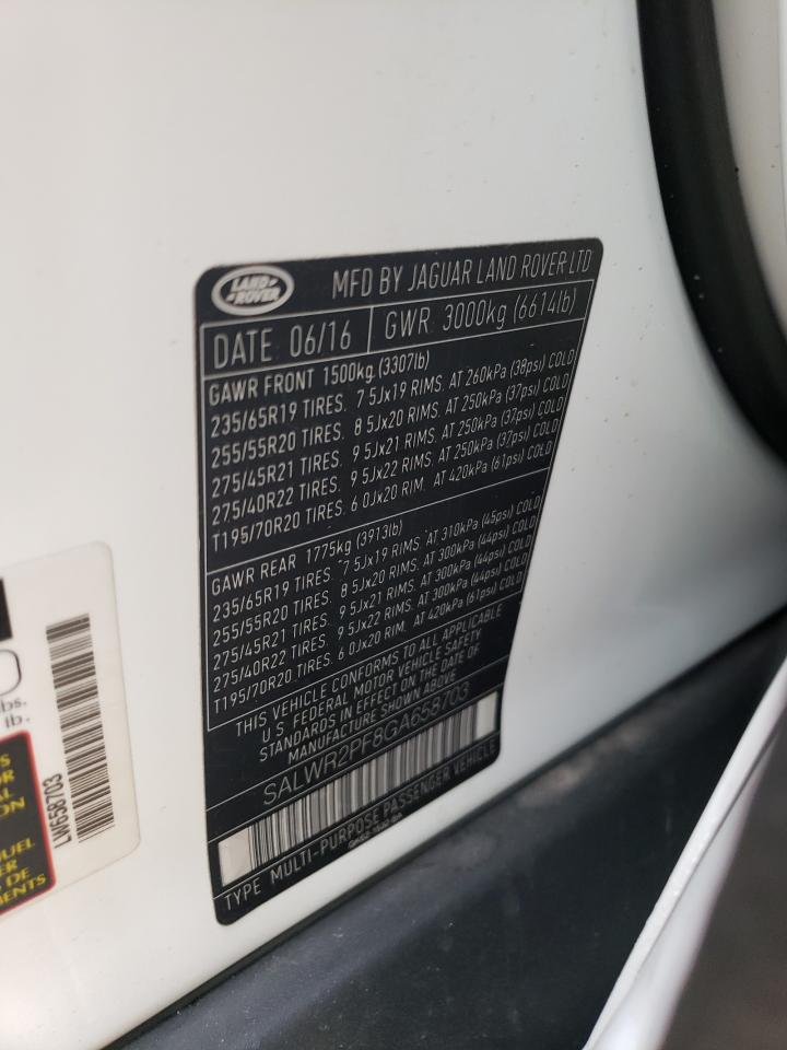 Photo 10 from auction – 2016 LAND ROVER RANGE ROVE with VIN SALWR2PF8GA658703