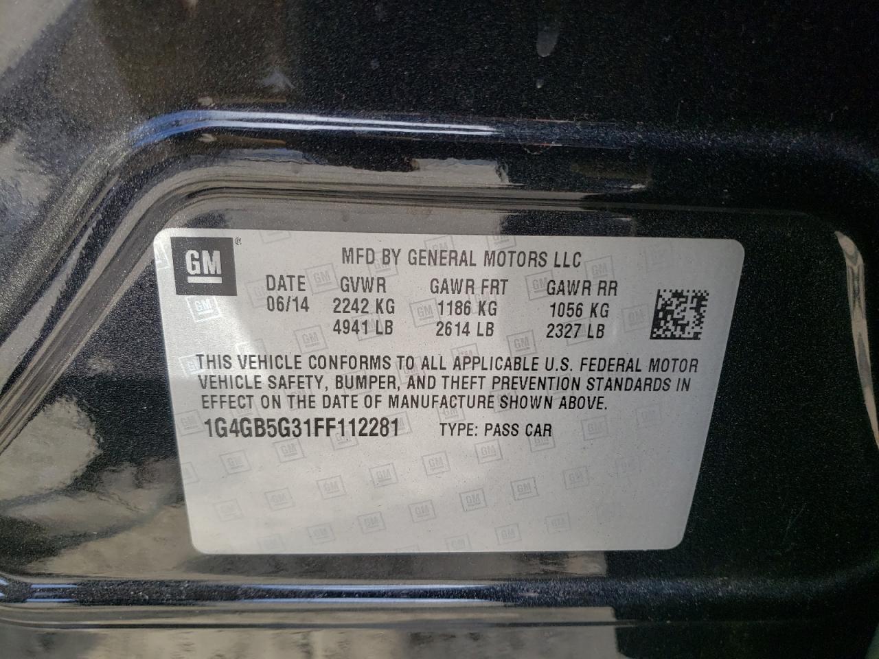Photo 10 from auction – 2015 BUICK LACROSSE with VIN 1G4GB5G31FF112281