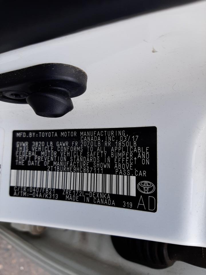 Photo 10 from auction – 2017 TOYOTA COROLLA L with VIN 2T1BURHE9HC867111
